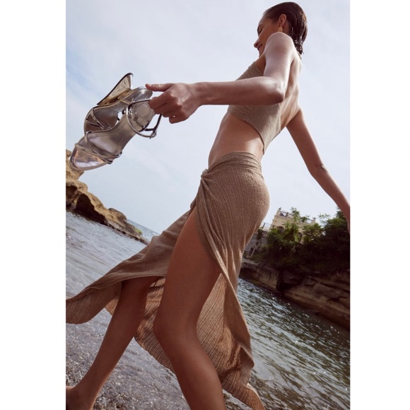 Zara METALLIC THREAD WRAP KNIT TOP - Picture 9 of 9